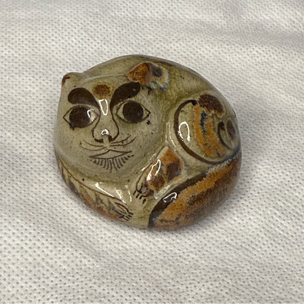 Vintage Mexican Pottery Folk Art Cat Figurine